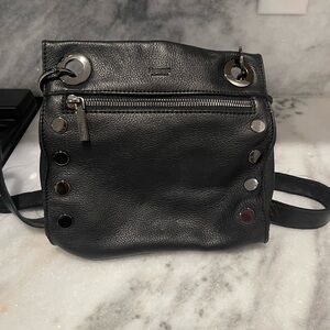 Hammitt Tony Black Leather Crossbody Bag with Silver Hardware